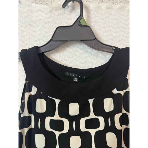 BN #6 Tiana B Black & Cream Geometric Print Dress – Size PM (Petite Medium) - Picture 4 of 4